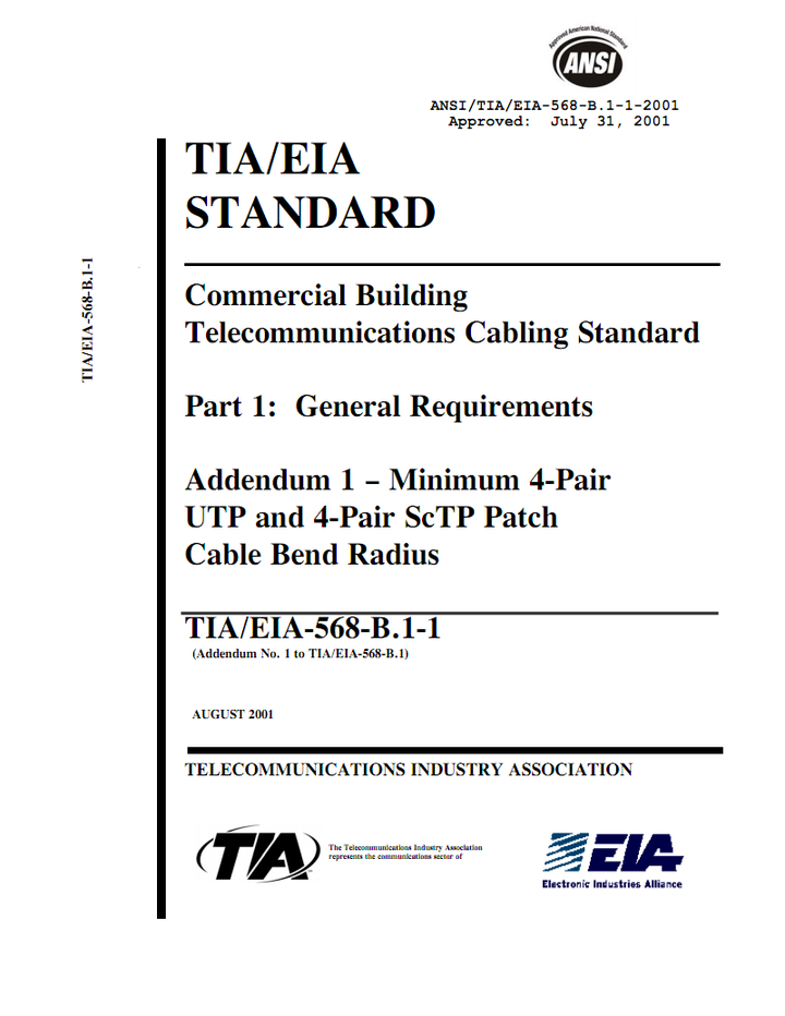 The cover of ANSI/TIA 568B The cover of ANSI/TIA 568B