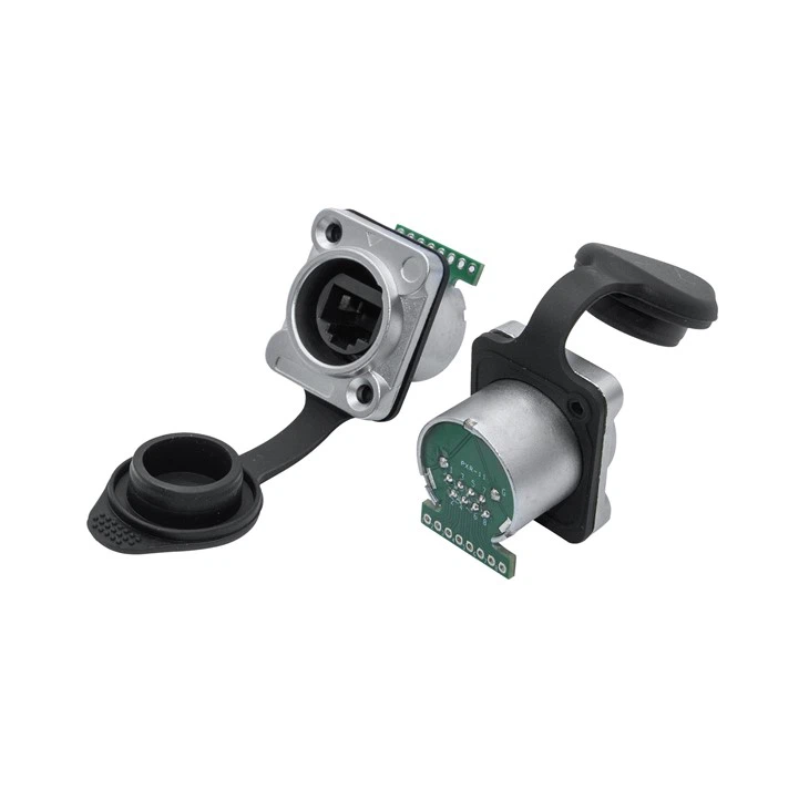 Painel de forma D RJ45 Conector à prova d'água|Flange de metal