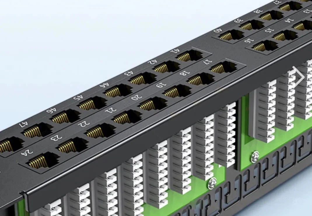 The back of the patch panel consists of IDC wiring pillars and a back cover, made of ABS plastic. The back of the patch panel consists of IDC wiring pillars and a back cover, made of ABS plastic.