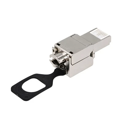 Conector RJ45 blindado-sem ferramentas com anel de tração
