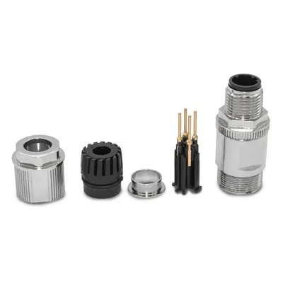 Tipo de crimpagem à prova d'água Código D robusto M12 Conector Ethernet Round Plug